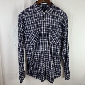 Good Man Brand Long Sleeve Shirt‎ 100% Cotton Size XL Blue Purple Plaid